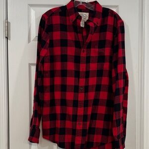 St. John's Bay Red and Black Plaid Shirt